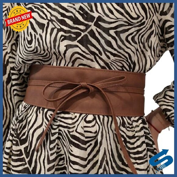 Wide Waist Belt - 3.5 Inch Obi Style, Polyurethane Leatherette, S-M main image 6